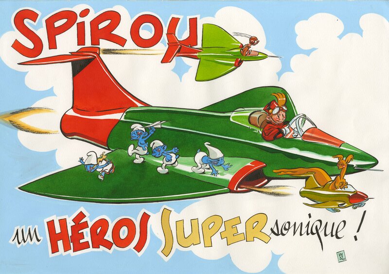 En vente - Al Severin, Un héros supersonique - Spirou - Illustration originale