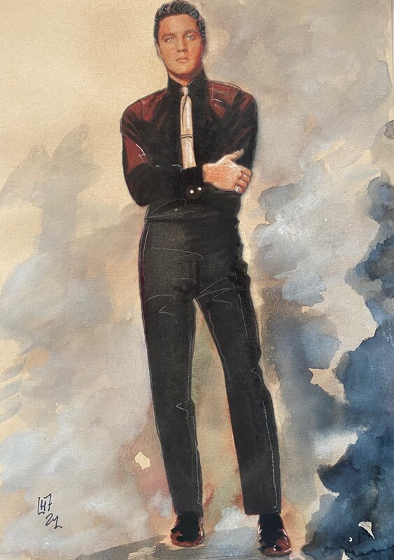 Fabrice Le Hénanff, illustration originale, Elvis Presley. - Original Illustration