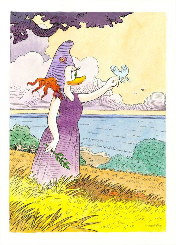 En vente - Jordi Juan, Daisy Duck Hommage à Moebius - Illustration originale