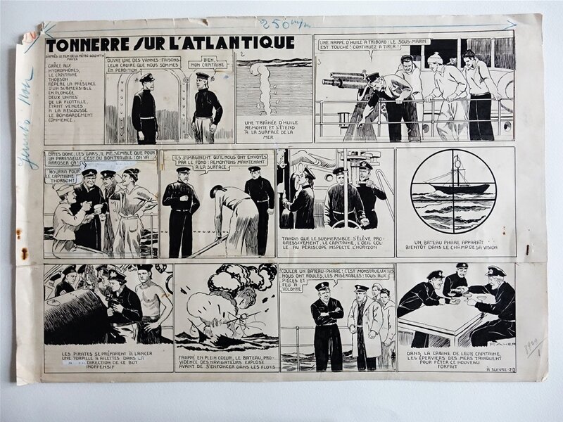 Propagande Régime de Vichy 1940, 3/3 sur l'atlantique, planche originale 20 par F.AUER - Comic Strip